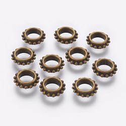 Tibetan Style Alloy Beads, Cadmium Free & Nickel Free & Lead Free, Gear, Antique Bronze, 13.5x4.5mm, Hole: 7mm