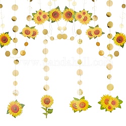 AHADEMAKER Paper Sunflower Garland, Hanging Streamer, for DIY Shimmer Wall Backdrop, Festive & Party Decoration, Mixed Color, 440~4000mm