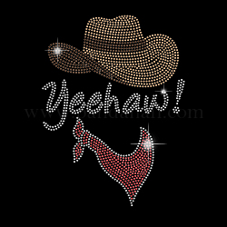 Cowboy verre hotfix strass, fer sur les appliques, accessoires de costumes, pour les vêtements, Sacs, pantalon, rouge, 297x210mm