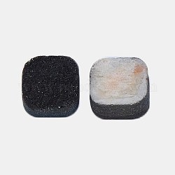Revestimiento cabuchones de cristal druzy naturales, cuadrado, teñido, negro, 10x10x4~8mm
