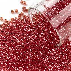 TOHO Round Seed Beads, Japanese Seed Beads, (109) Transparent Tropical Sunset-Lined Crystal Clear, 11/0, 2.2mm, Hole: 0.8mm, about 1103pcs/10g