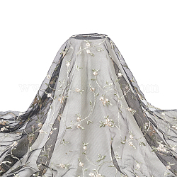 Tissu à mailles en polyester à motif de fleurs, pour la décoration de costumes habillés, noir, 125~130x0.01~0.05 cm, 2 mètre/pc