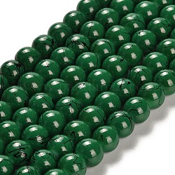 Bancos de abalorios de vidrio, redondo, verde, 8mm, agujero: 1.3~1.6 mm, aproximamente 100 pcs / cadena, 31.4 pulgada