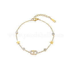 Женские браслеты с овальными звеньями из нержавеющей стали, золотые, 6-3/4 дюйм (17 см)
