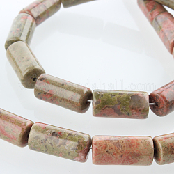 Natural Unakite Gemstone Bead Strands, Column, 16x8mm, Hole: 1mm, about 24pcs/strand, 15.75 inch