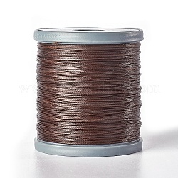 Cordon de polyester ciré, cordon micro macramé, fabrication de bracelets cordon, pour les projets en cuir, artisanat, reliure, plat, brun coco, 0.8x0.2mm, environ 164.04 yards (150 m)/rouleau