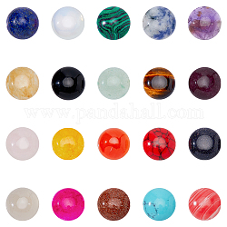 SUPERFINDINGS 40Pcs 20 Styles Natural & Synthetic Mixed Gemstone Cabochons, Half Round/Dome, Mixed Dyed and Undyed, 12x5mm, 2pcs/style