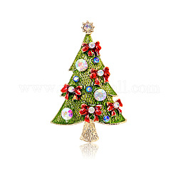 Alfiler de esmalte de árbol de Navidad con rhinestone, broche de aleación dorada para ropa de mochila, colorido, 2.09x1.38 pulgada (5.3x3.5 cm)