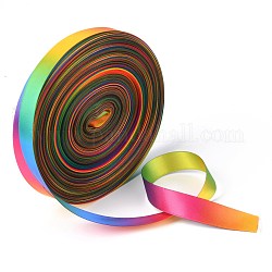 Cinta de poliéster degradado arcoíris, Cinta de raso de doble cara, para envolver regalos artesanales, decoración de fiesta, colorido, 5/8 pulgada (16 mm), 50 yardas / rodillo (45.72 m / rollo)
