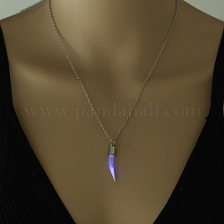 Collar con colgante de medallón de pimienta de aleación con piedra de luminarias sintéticas, joyas que brillan en la oscuridad para mujer, púrpura, 20.28 pulgada (51.5 cm)