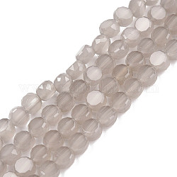 Fili di perle di vetro di giada imitazione trasparente, sfaccettato, rotondo e piatto, Gainsboro, 4x2.5mm, Foro: 0.8 mm, circa 148~149pcs/filo, 21.85 pollice ~ 22.64 pollici (55.5~57.5 cm)