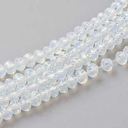 Imitation Jade Glass Beads Strands, Faceted, Rondelle, Azure, 3x2mm, Hole: 0.5mm, about 160~165pcs/strand, 15.35 inch~15.75 inch(39~40cm)