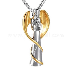 Collana pendente ceneri urna d'angelo, Gioielli commemorativi in acciaio inossidabile da 316 litro per uomo donna, oro, 23.62 pollice (60 cm)