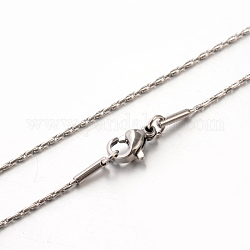 Collares de cadena de coreana de 304 acero inoxidable, con cierre de langosta, color acero inoxidable, 17.7 pulgada (45 cm), 1mm