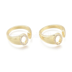 Latón micro pave anillos de brazalete de circonio cúbico, anillos abiertos, carta, real 18k chapado en oro, letter.o, tamaño de 5, diámetro interior: 16 mm, o: 9x7 mm