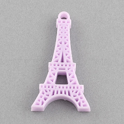 Solid Color Plastic Resin Eiffel Tower Pendants, Lilac, 45x24x5mm, Hole: 3mm