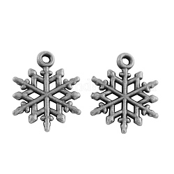 Tibetan Style Alloy Pendants, Snowflake, Cadmium Free & Nickel Free & Lead Free, Antique Silver, 20x15x1.5mm, Hole: 2mm