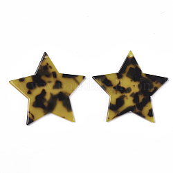 Подвески из ацетата целлюлозы (смолы), звезда, светлый хаки, 43.5x45.5x2.5 мм, отверстие : 1.2 мм