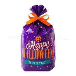 Bolsa de dulces de halloween de plástico pe, bolsa de regalo de favores de fiesta de halloween, Rectángulo, púrpura, 20x14 cm