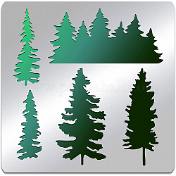BENECREAT Pine Tree Stainless Steel Stencil Template, 15.6x15.6cm Forest Metal Journal Stencils Templates Tool for Wood Burning Pyrography Drawing and Engraving