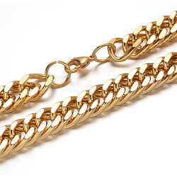 304 collane a catena intrecciata in acciaio inossidabile, con chiusure moschettone, sfaccettato, oro, 29.52 pollice (75 cm)