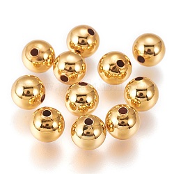 Messing Perlen, langlebig plattiert, Runde, golden, 7x6.5 mm, Bohrung: 1.8 mm, 300 Stück / Set