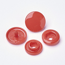 Resin Snap Fasteners, Raincoat Buttons, Flat Round, Red, 12x6.5mm, Pin: 2mm