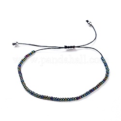 Bracciali con perline intrecciate con filo di nylon, con perle di semi di vetro e 304 perle di acciaio inossidabile, colorato, 1-5/8 pollice ~ 2-3/4 pollici (3.9~7 cm)