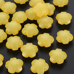 Perles en acrylique de gelée d'imitation, fleur, facette, or, 17x17.5x10mm, Trou: 2mm, environ 340 pcs/500 g