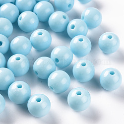 Opake Legierung Perlen, Runde, Himmelblau, 12x11 mm, Bohrung: 1.8 mm, ca. 566 Stk. / 500 g