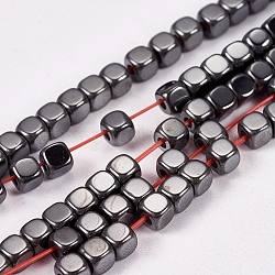 Non magnetici perle ematite sintetico fili, cubo, grado a, 3x3x3mm, Foro: 1 mm, circa 127pcs/filo, 16 pollice