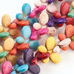 Kunsttürkisfarbenen Perlen Stränge, gefärbt, Schmetterling, Mischfarbe, 24x35x6 mm, Bohrung: 1 mm, ca. 27 Stk. / Strang, 15.5 Zoll, 6.5 Stränge/1000g