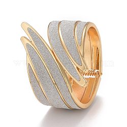Bracelet manchette enveloppant d'ailes étincelantes, gros bracelet ouvert à charnière large pour femme, or clair, couleur d'argent, diamètre intérieur: 2x2-3/8 pouce (5.1x5.9 cm)