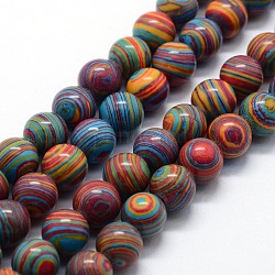 Synthetic Malachite Beads Strands, Dyed, Round, Colorful, 10mm, Hole: 1mm, about 38pcs/strand,  14.96 inch(38cm)