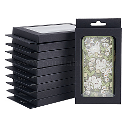 Boîtes en carton créatives pliables rectangulaires, coffrets cadeaux, avec fenêtre apparente en pvc, noir, 10.5x1.5x19.8 cm