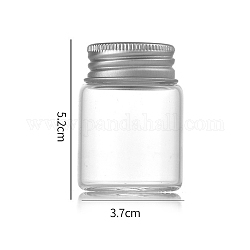 Botellas de vidrio transparente contenedores de abalorios, tubos de almacenamiento de cuentas con tapa de rosca y tapa de aluminio, columna, plata, 3.7x5 cm, capacidad: 30ml (1.01fl. oz)