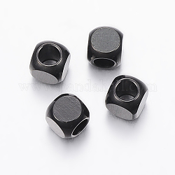 304 perline in acciaio inossidabile, cubo, elettroforesi nera, 4x4x4mm, Foro: 2.5 mm