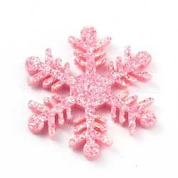 Schneeflocke Filz Stoff Weihnachtsmotiv dekorieren, mit Glitter Goldpulver, für Kinder DIY Haarspangen machen, neon rosa , 3.6x3.15x0.25 cm