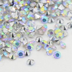 Grade AAA Pointed Back Resin Rhinestones, Random Color On The Back, Diamond Shape, Clear AB, 3.5mm, about 7200pcs/bag