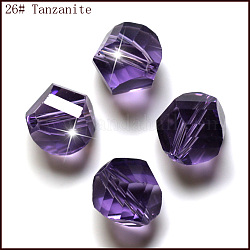Perles d'imitation cristal autrichien, grade AAA, facette, polygone, bleu violet, 10mm, Trou: 0.9~1mm