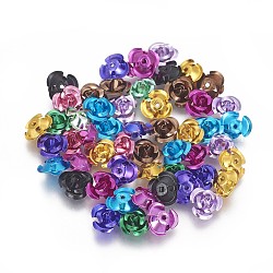 Perles en aluminium, Flower 3 pétales, couleur mixte, 8.5~9x4.5mm, Trou: 1mm, environ 950 pcs / sachet 