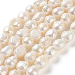 Natural Cultured Freshwater Pearl Beads Strands, Two Side Polished, Grade 2A+, Seashell Color, 9~10x9~10x7~8.5mm, Hole: 0.7mm, about 35~37pcs/strand, 139.76''(35.5~37cm)