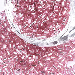 ガラスシードビーズを等級分けする  六角形（ツーカット）  銀並ぶ  ピンク  1.5~2.5x1.5~2mm  穴：0.8mm  約2100個/袋  450 G /袋