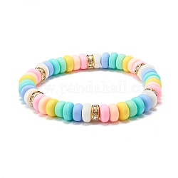 Bracelet extensible fait main en perles d'argile polymère pour enfant, colorées, diamètre intérieur: 1-7/8 pouce (4.9 cm)
