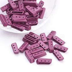 Spray Painted Alloy Multi-Strand Links, For Tile Elastic Bracelets Making, Rectangle, Dark Orchid, 5x14x4mm, Hole: 1mm
