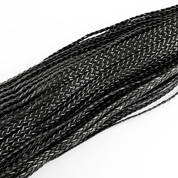 Плетеные имитация кожаные шнуры, фурнитура елочки для браслета, чёрные, 5x2 мм, около 109.36 ярда (100 м) / пачка
