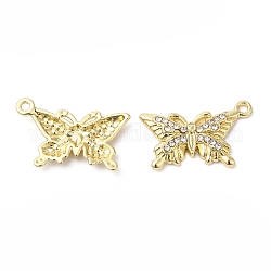 Colgantes de aleación de Diamante de imitación, charms de la mariposa, dorado, 21x13x3mm, agujero: 1.5 mm