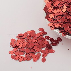 Украшения аксессуары пластиковая пайетка / блестки соединения, овальные, Индийская красная, 4x6x0.1 мм, отверстие : 0.8 мм