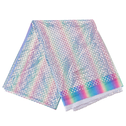 Tissu en polyester avec des écailles de poisson imprimées avec des sirènes et des hologrammes scintillants, Accessoires de vêtement, pour l'artisanat de bricolage, autres, 150x0.02 cm