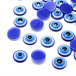 Resina de polvo de resina cabochons mal de ojo, medio redondo / cúpula, azul dodger, 14x4.5mm